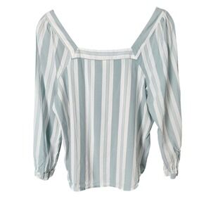 Ana A New Approach Striped Square Neck Blouse Long Sleeve Top Size S